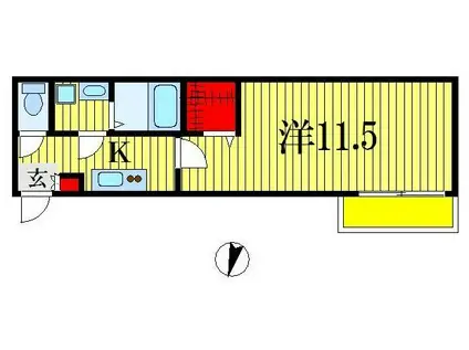グランヴィアヒガシチバ(1K/2階)の間取り写真