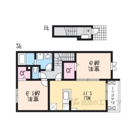 ディオーネ・ジエータ甲賀(2LDK/2階)の間取り写真