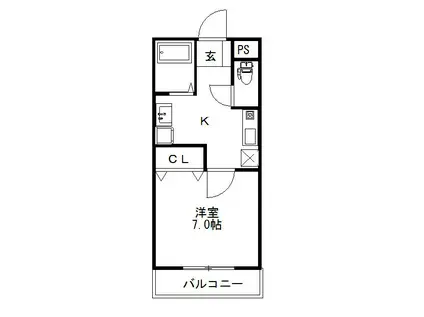 レジデンス興南(1K/1階)の間取り写真