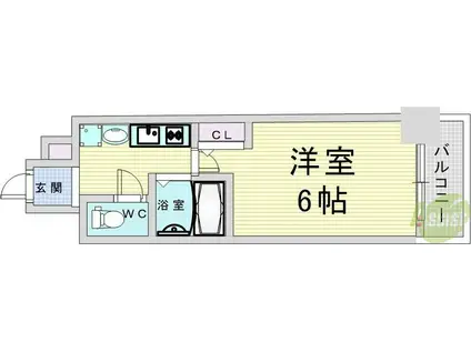 エスリード南森町駅前(1K/8階)の間取り写真