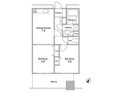 プラザタワー勝どき(2DK/37階)の間取り写真