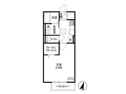 グリーンコーポ B棟(1K/1階)の間取り写真