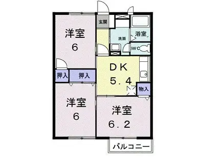 カサヴェルデ吉田II(3DK/2階)の間取り写真