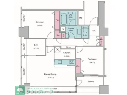 レジディアタワー上池袋(2LDK/13階)の間取り写真