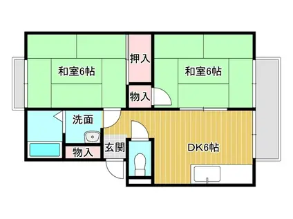 ハイツ大沢I(2DK/2階)の間取り写真