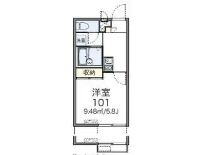 レオパレスクレールセゾンII(1K/1階)の間取り写真