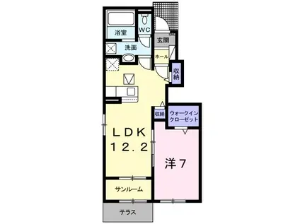 ポートゥボヌー(1LDK/1階)の間取り写真