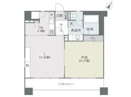 フェルト627(1LDK/12階)の間取り写真