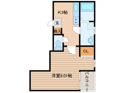 クレフラスト台原駅前(1K/2階)の間取り写真