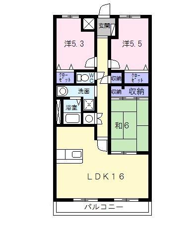 ルネス石津(3LDK/2階)の間取り写真