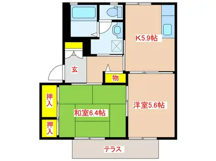 グランシード平和 E棟(2K/1階)の間取り写真