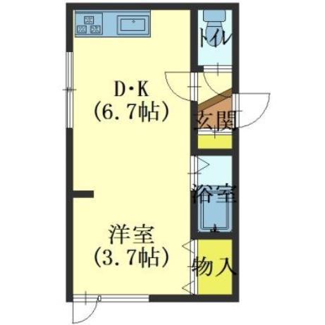 ハイツサンロード(1DK/2階)の間取り写真