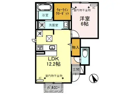 サンツリーD A棟(1LDK/1階)の間取り写真