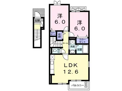 アースリバーF(2LDK/2階)の間取り写真