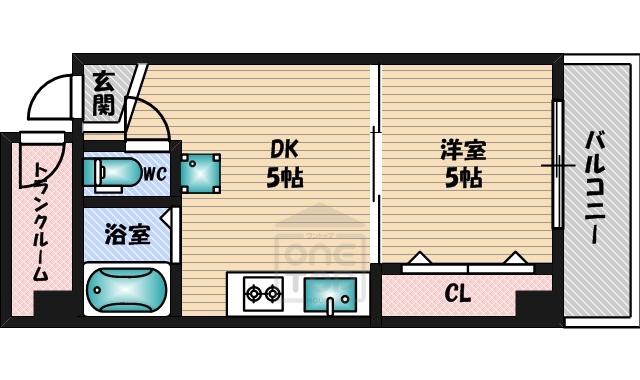 西浦ビル(1DK/3階)の間取り写真