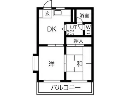 ベルメゾン瀬名(2DK/1階)の間取り写真
