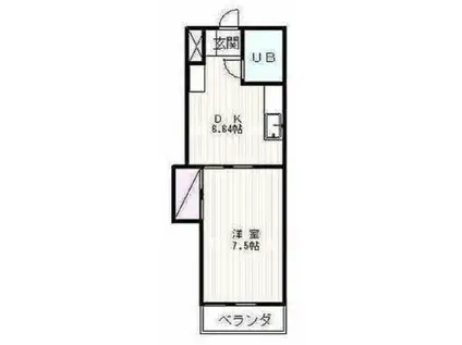 メゾン富士(1DK/2階)の間取り写真