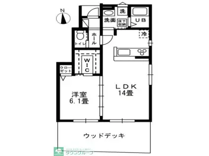 TIARAB棟(1LDK/1階)の間取り写真
