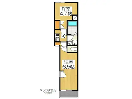 ロンドヴェール伏見桃山(2K/3階)の間取り写真
