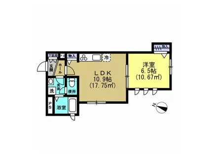 GRANDEUR(1LDK/2階)の間取り写真