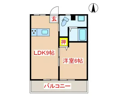 隼人マンション(1LDK/1階)の間取り写真