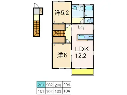 CACHETTE-カシェット-(2LDK/2階)の間取り写真