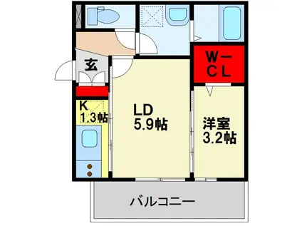  D-ROOM陣原II(1LDK/1階)の間取り写真