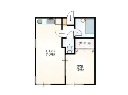 ラフォーレ布水(1LDK/1階)の間取り写真