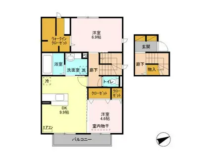 アズールB(2DK/2階)の間取り写真