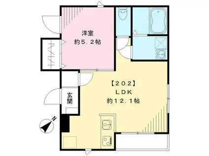 ビオス中央(1LDK/2階)の間取り写真