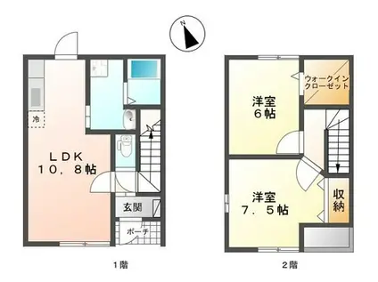 グランフォンテーヌ葵(2LDK/1階)の間取り写真