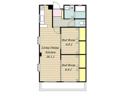 マンション東(2LDK/3階)の間取り写真