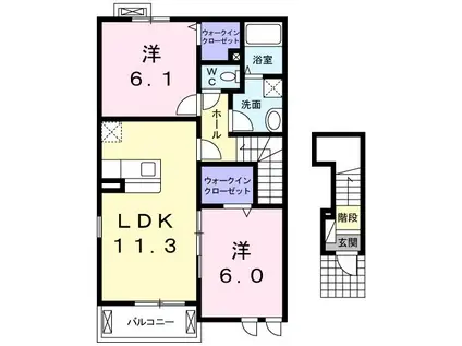 ラブアンドピースA(2LDK/2階)の間取り写真