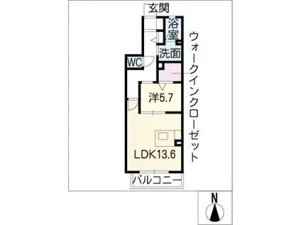 エムズコートB棟(1LDK/1階)の間取り写真
