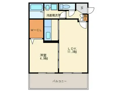 ロータスコート(1LDK/1階)の間取り写真