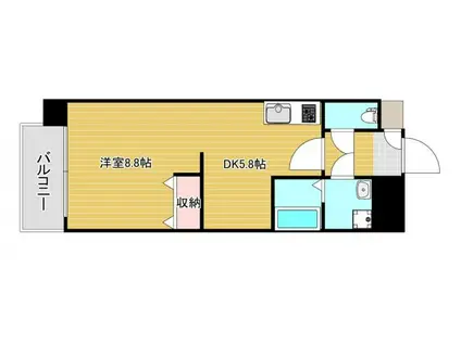 リファレンス浜町(ワンルーム/14階)の間取り写真