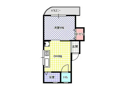 香里エイコーマンション(1DK/2階)の間取り写真