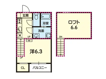 ステラ大津ウエスト(1K/2階)の間取り写真