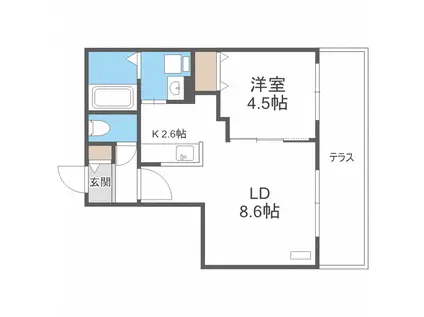 ブランシャール北3条通(1LDK/1階)の間取り写真