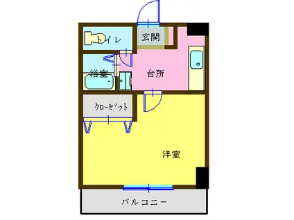ハピネス藤川(1K/6階)の間取り写真