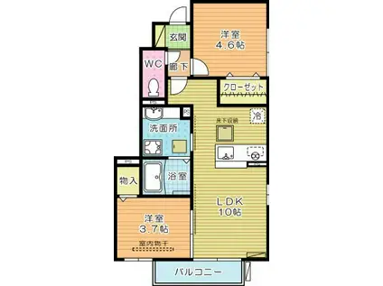 CLAIR下城野(2LDK/1階)の間取り写真