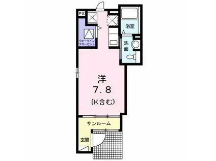 SUGAR TOWNⅡ(ワンルーム/1階)の間取り写真