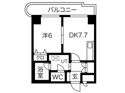 サンタの館医大前(1LDK/5階)の間取り写真