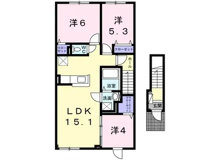 ビリーブグットV(3LDK/2階)の間取り写真
