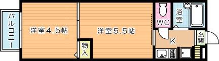 MOON赤坂B棟(2K/1階)の間取り写真