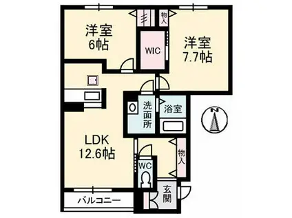 サン・プレジオ優(2LDK/1階)の間取り写真