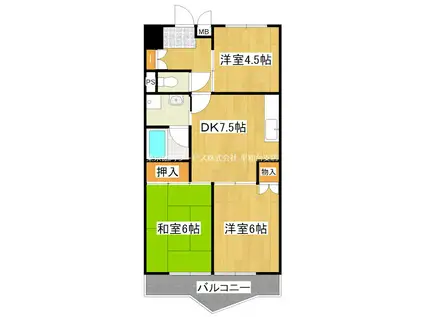 エステート矢島(3DK/7階)の間取り写真