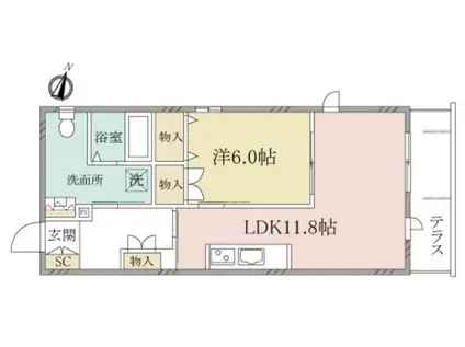 ヘーベルヴィレッジ鶴見市場(1LDK/4階)の間取り写真