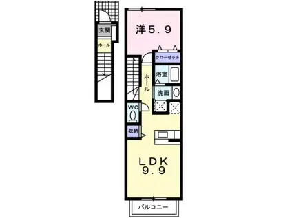 フォレストヒル(1LDK/2階)の間取り写真