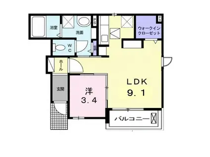 ラルーチェ(1LDK/1階)の間取り写真